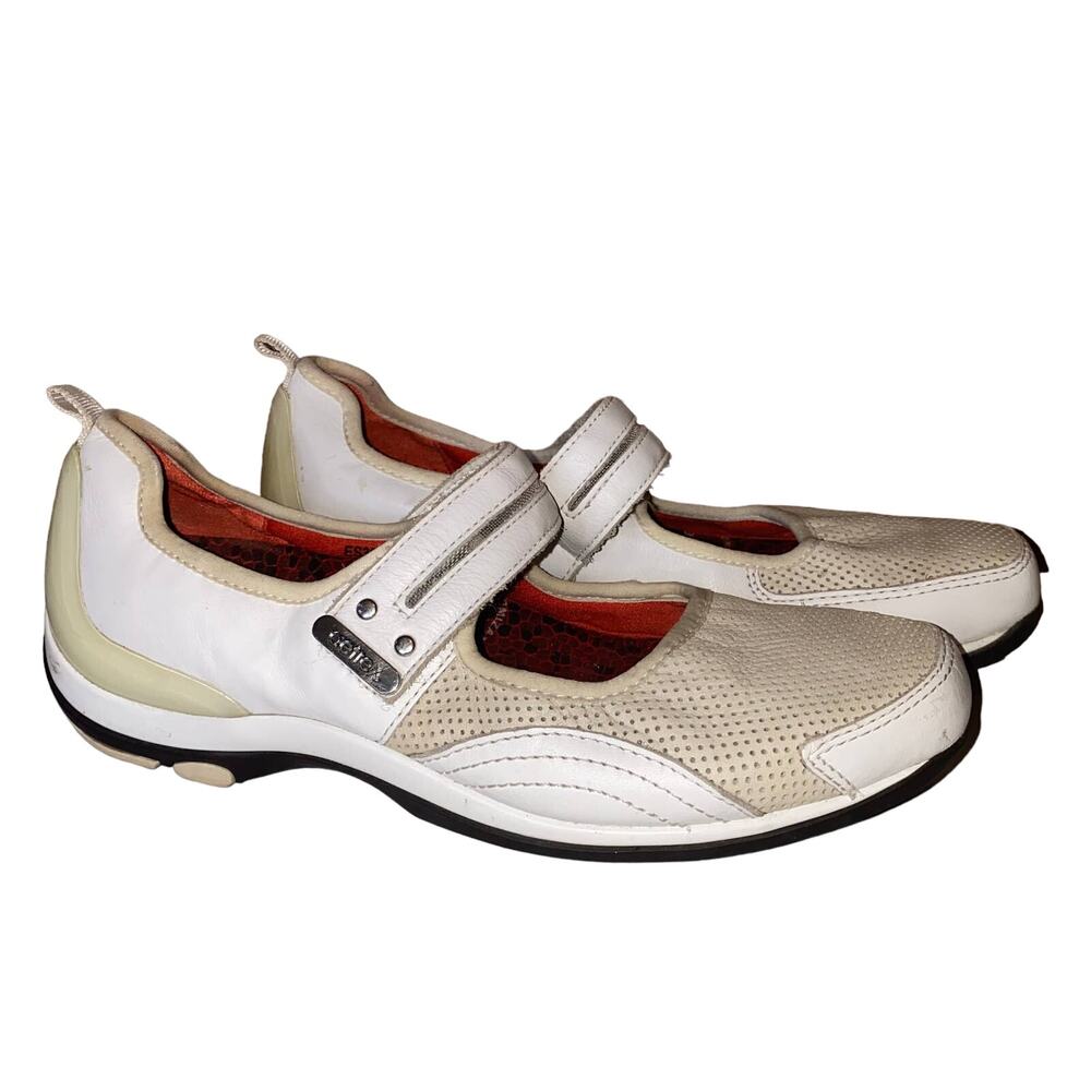 Aetrex White Lizzy Leather Single Strap Shoes Size 5